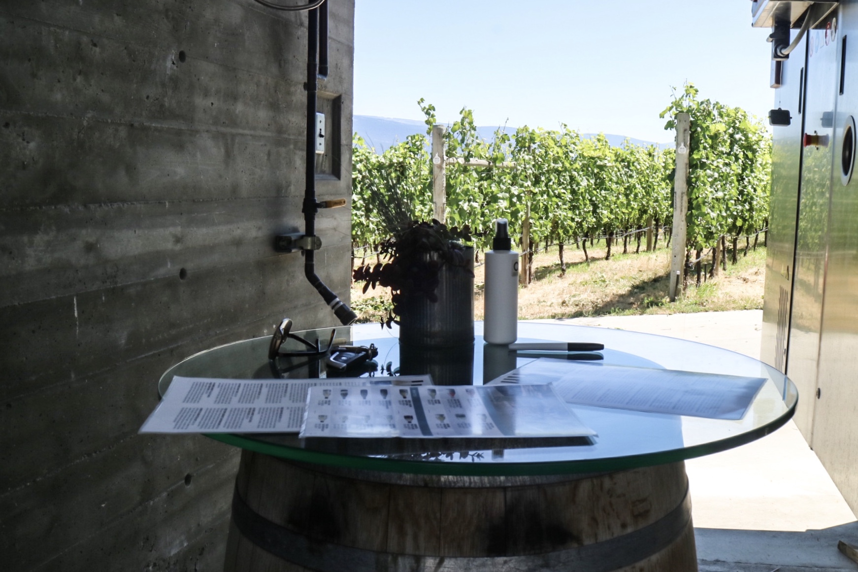 Outdoor wine tasting with a view at OCP