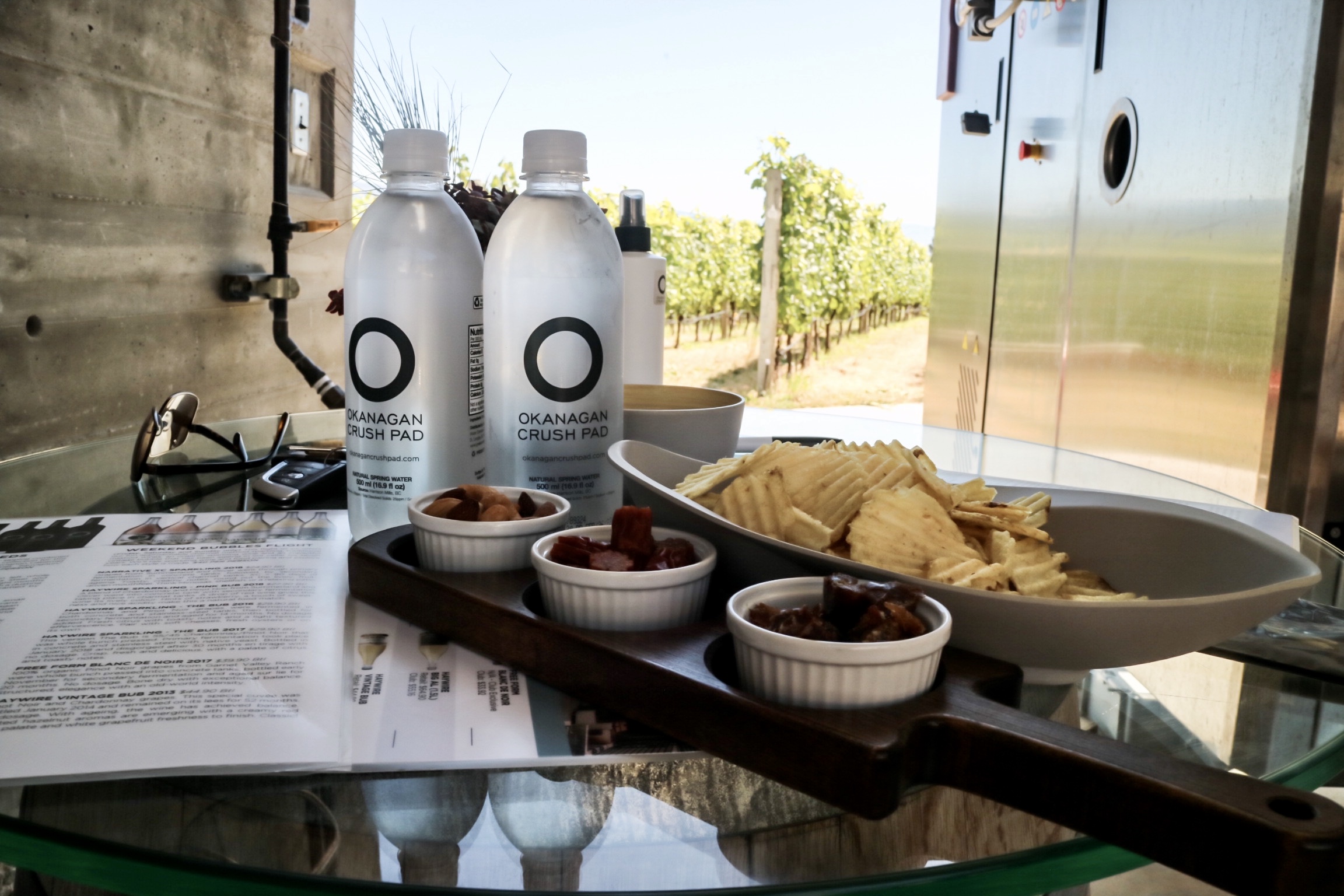 Outdoor wine tasting with a view at OCP