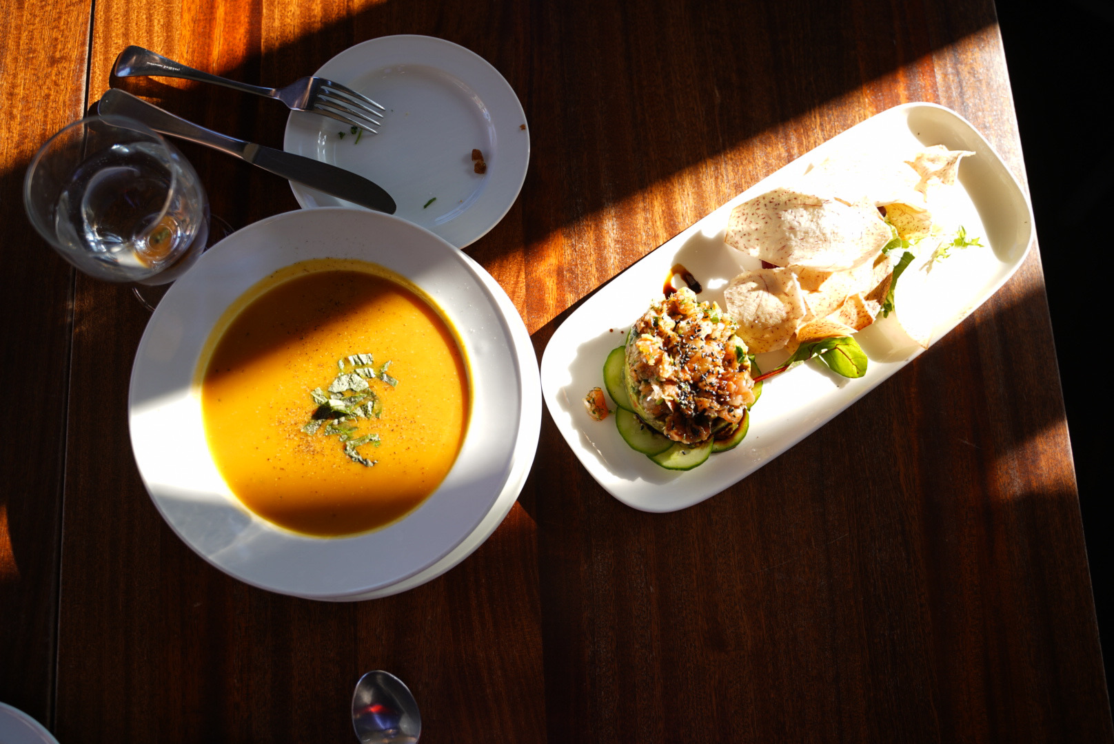 Maple Butternut Squash Soup + Salmon Tartare